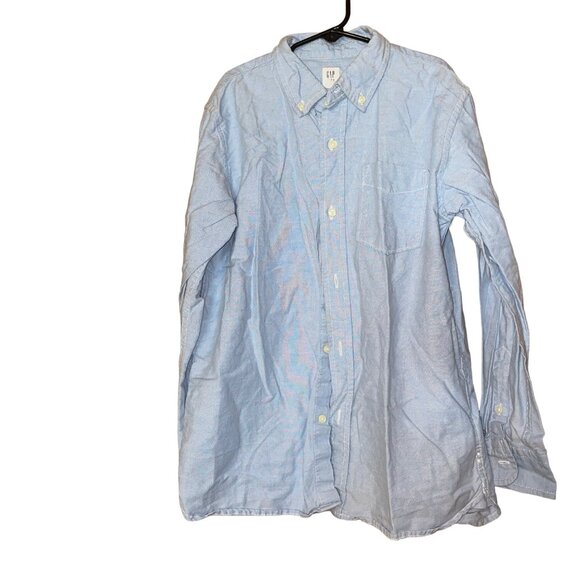 Gap Kids Light Blue Button-Up Shirt XL (12) 100% Cotton Long Sleeve Classic Fit - Picture 1 of 7